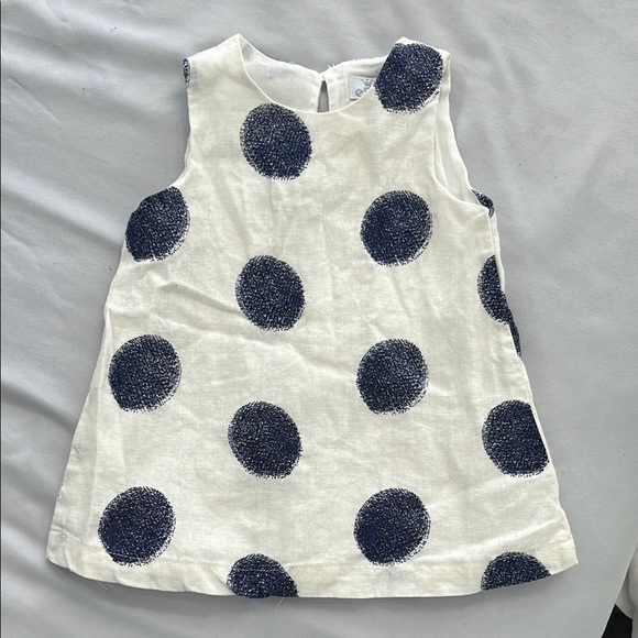 White Sleeveless Dress with Black Polka Dots - Picture 1 of 1